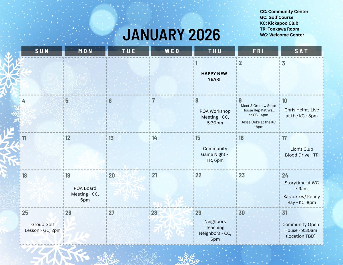 January 2026 Calendar of Events