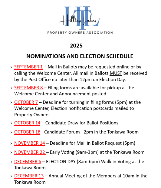 2025 Election Schedule